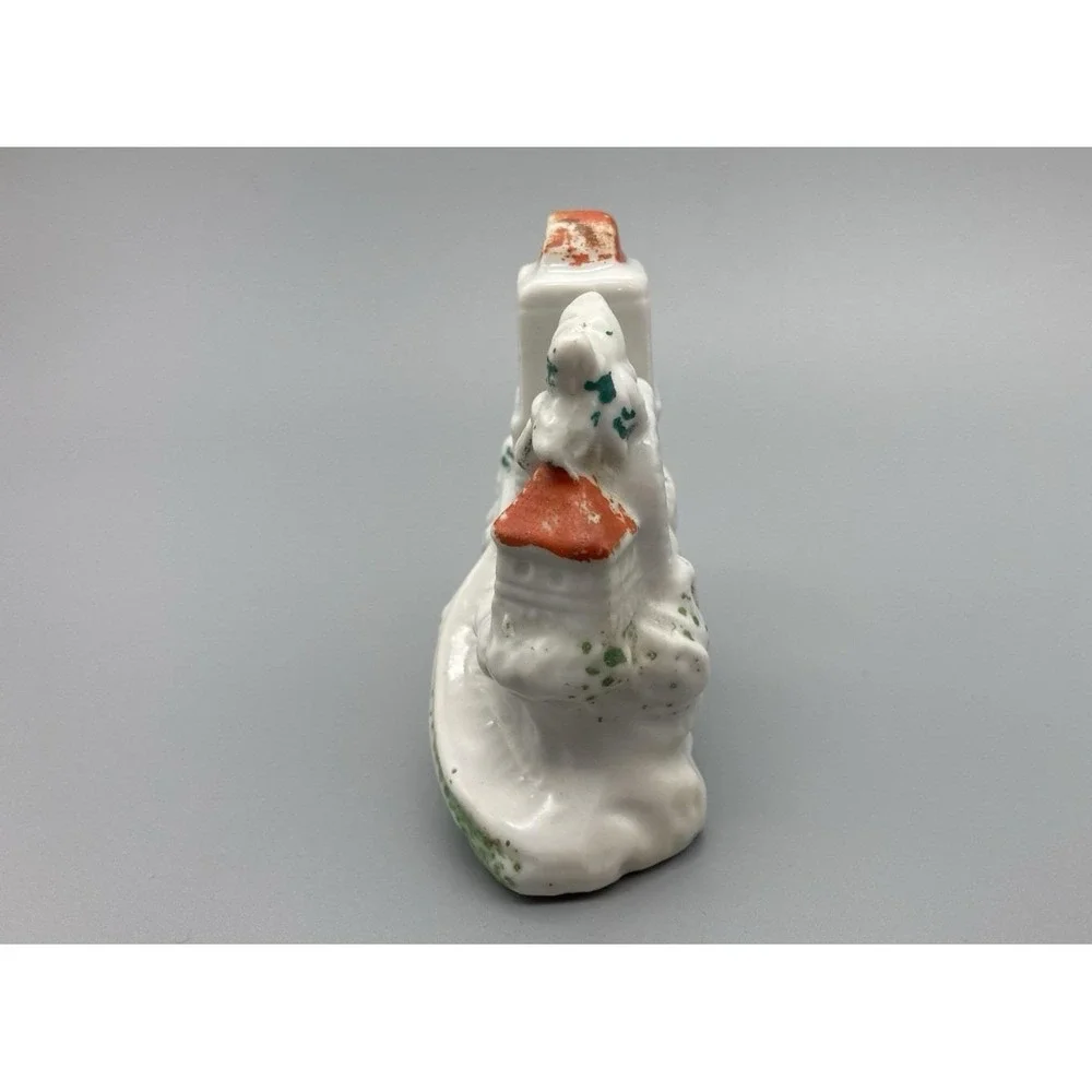 Vintage glazed ceramic porcelain aquarium decoration oriental castle Japan 1950s